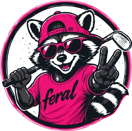 Geaux Feral raccoon mascot badge